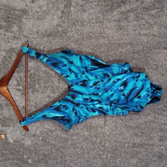 Miraclesuit Blue One Piece Swimsuit Tummy Control Slimming Womens Xl - Picture 3 of 9